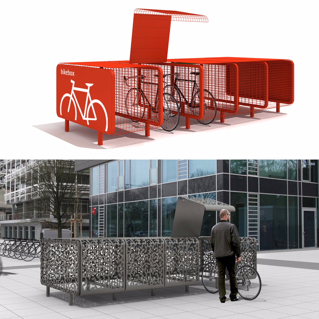 Mobilier Urbain Box range-vélo urbain, Box à vélo individuel personnalisable | Metalco