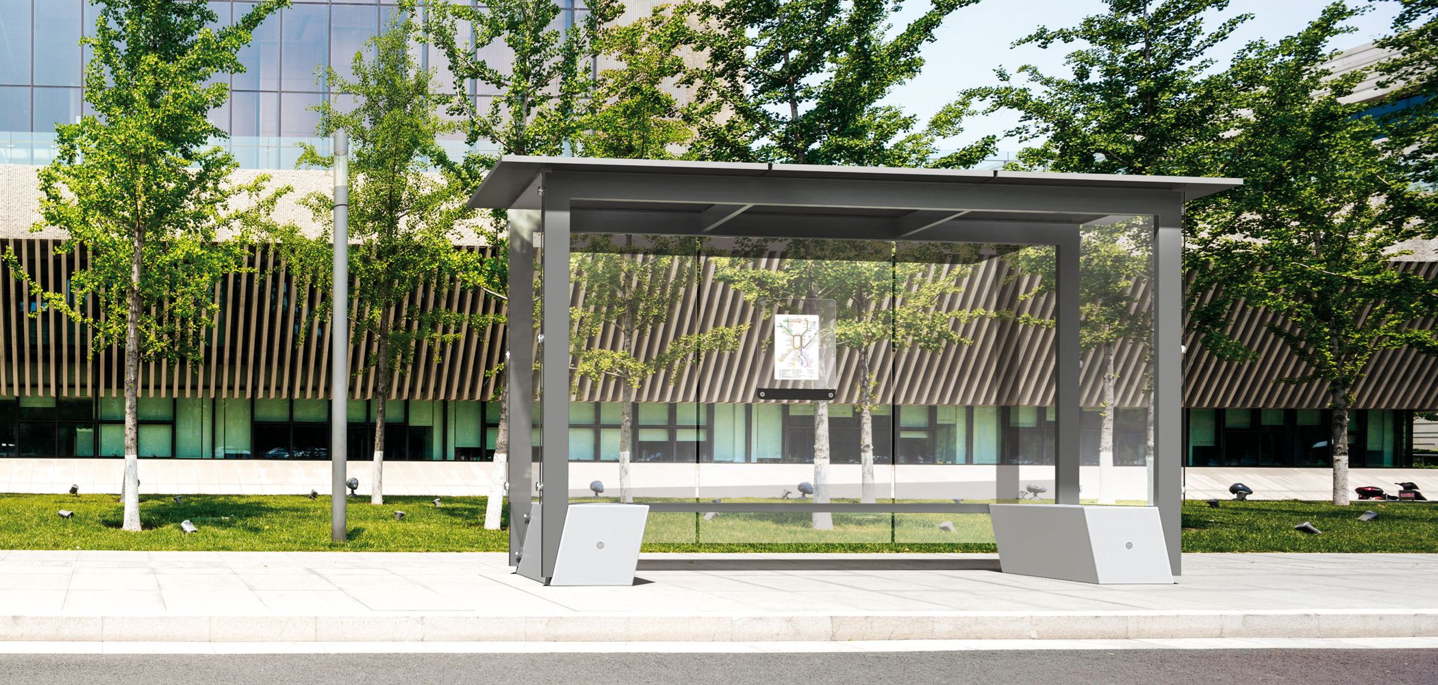 Abri Bus autoportant, Abri Voyageur, Mobilier Urbain Abris Bus Fabricant Metalco