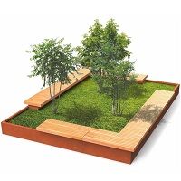 GRANDIFIORIERE Jardinière sans fond en corten modulable sur-mesure│assise bois