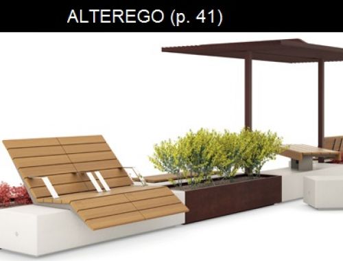 Alterego banc bois banc béton jardinière METALCO MOBILCONCEPTS